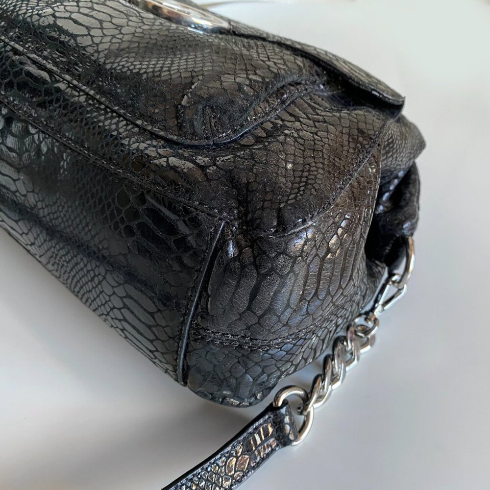 Michael Kors Black Leather Python Embossed Fulton… - image 7